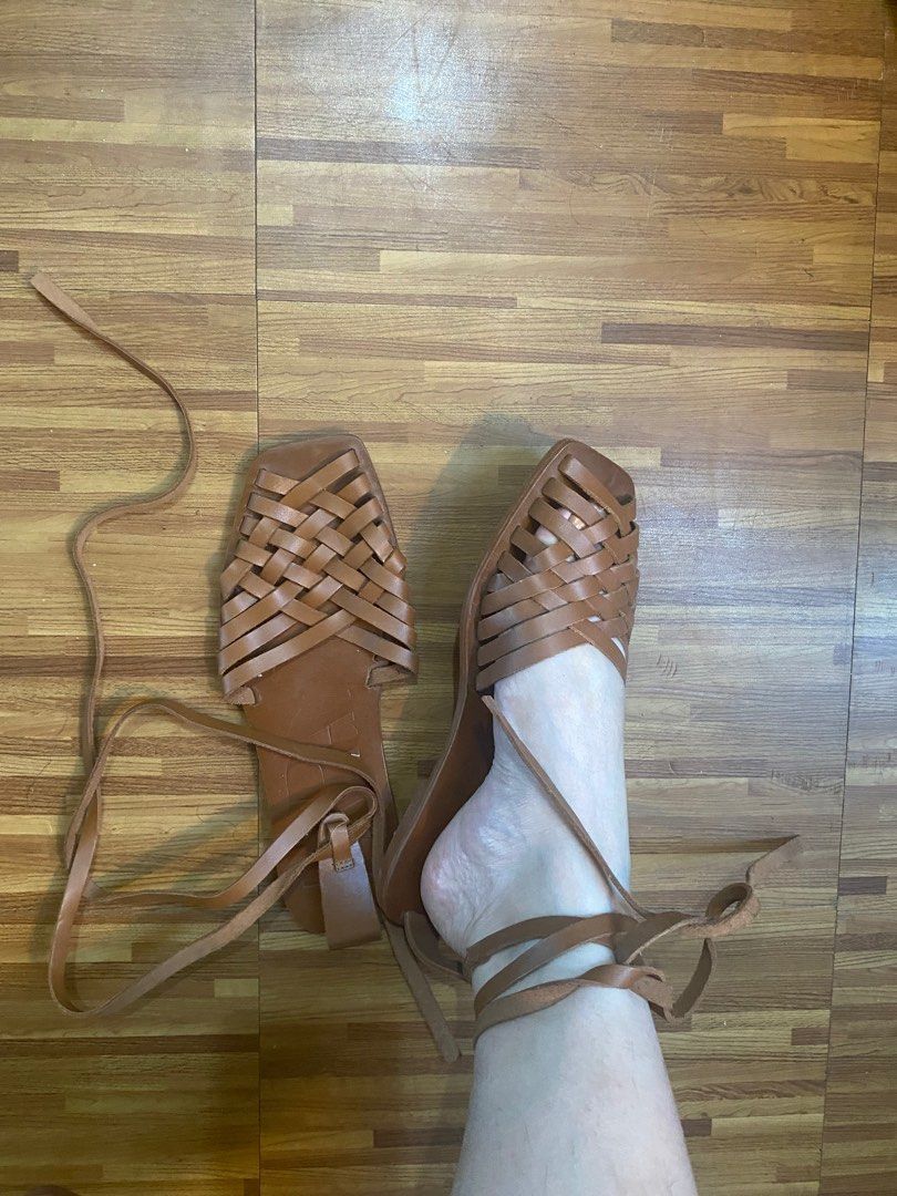 Zara Brown Leather Strappy Sandals (Category: Flats & Sandals) located in Manila. Submitted by shopcrisuu (Listing ID 1314067872, Image 2). Description: .