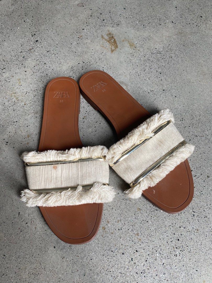 Zara fringe slides hot sale