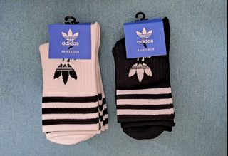 (Half price!!50%off!!) Brand new original adidas socks Mid Cut unisex White/Black 3 Pairs per set (FOR EU SHOE SIZE: 35-46) Mid-length socks Striped Adidas Originals Three pairs (Suitable for foot size 35 to 46) (62980459437955116