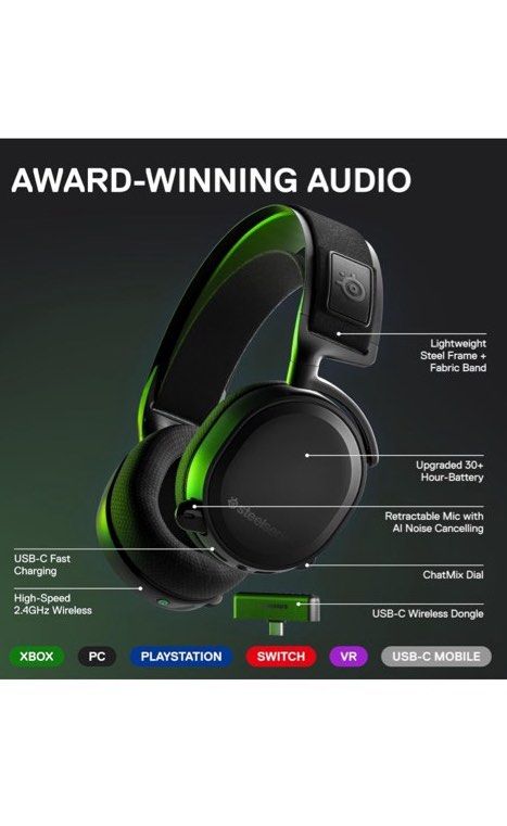 Delivery SteelSeries Arctis 7X Wireless Next Gen Gaming Performance Headset on Xbox Series X S with 30 Hour Battery USB C Charging and Seamless Multi Platform Compatibility Audio Headphones Headsets o...