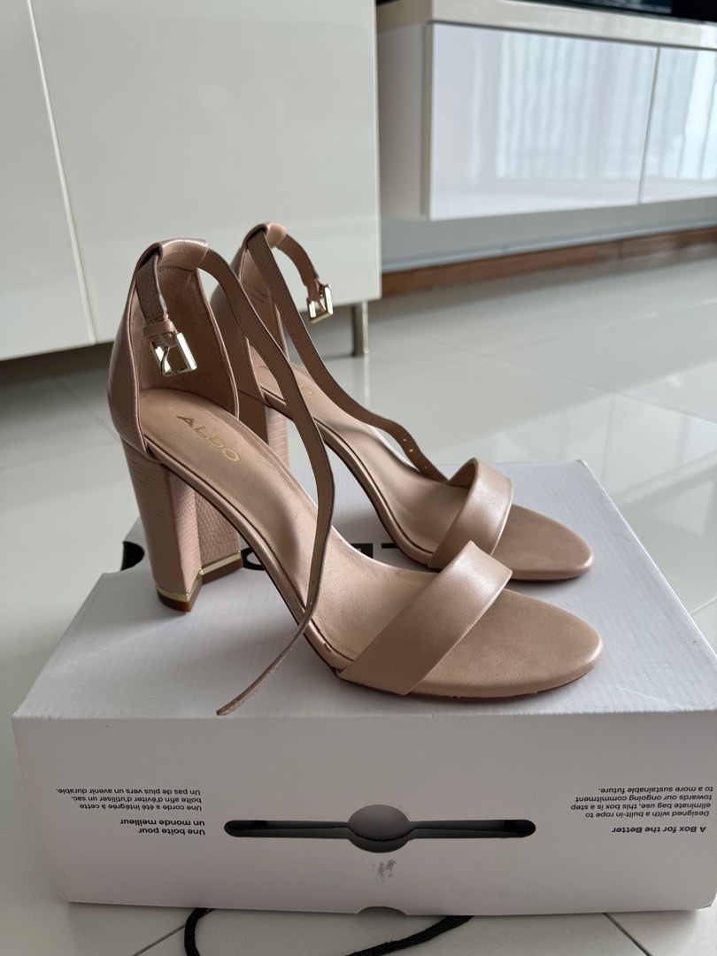 Aldo Open Toe Heels with Strap in Nude Colour EU38