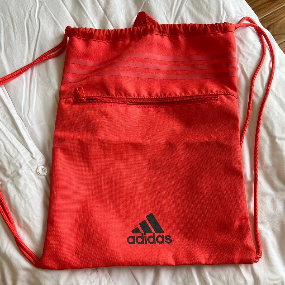 Authentic Adidas Neon Pink Peach Orange Drawstring Bag Women s Fashion Bags Wallets Backpacks on Carousell