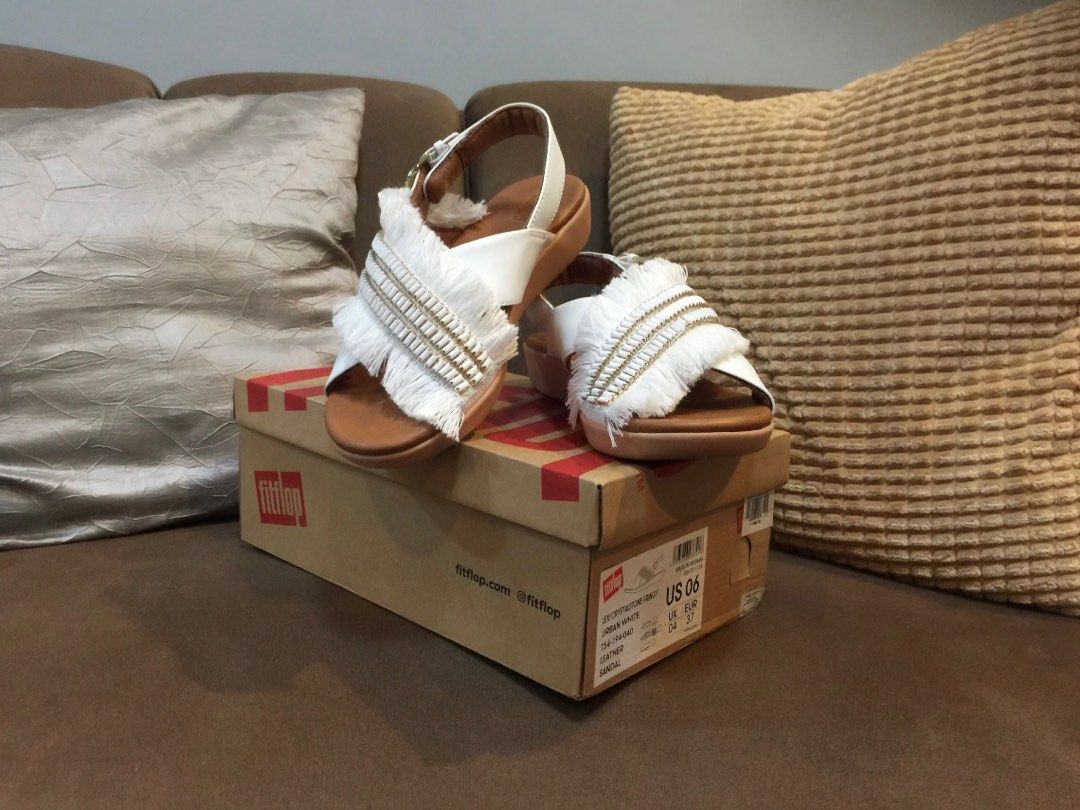 Fitflop Lexi Crystalstone Fringy (Category: Sandals) located in Manila. Submitted by eleage (Listing ID 1314344132, Image 2). Description: * Authentic/Original * Size: EU 37/US 6 * Color: Urban White * Leather Sandals * Brand New/Never been used * Original Price: Php 6,990.00, bought it for Php 4,490.00 * Payment upon meet up/Gcash/BDO * Meet up/LBC (SF/DF will be shouldered by the buyer) * Original/Authentic not Class A or Fake (money back if pr