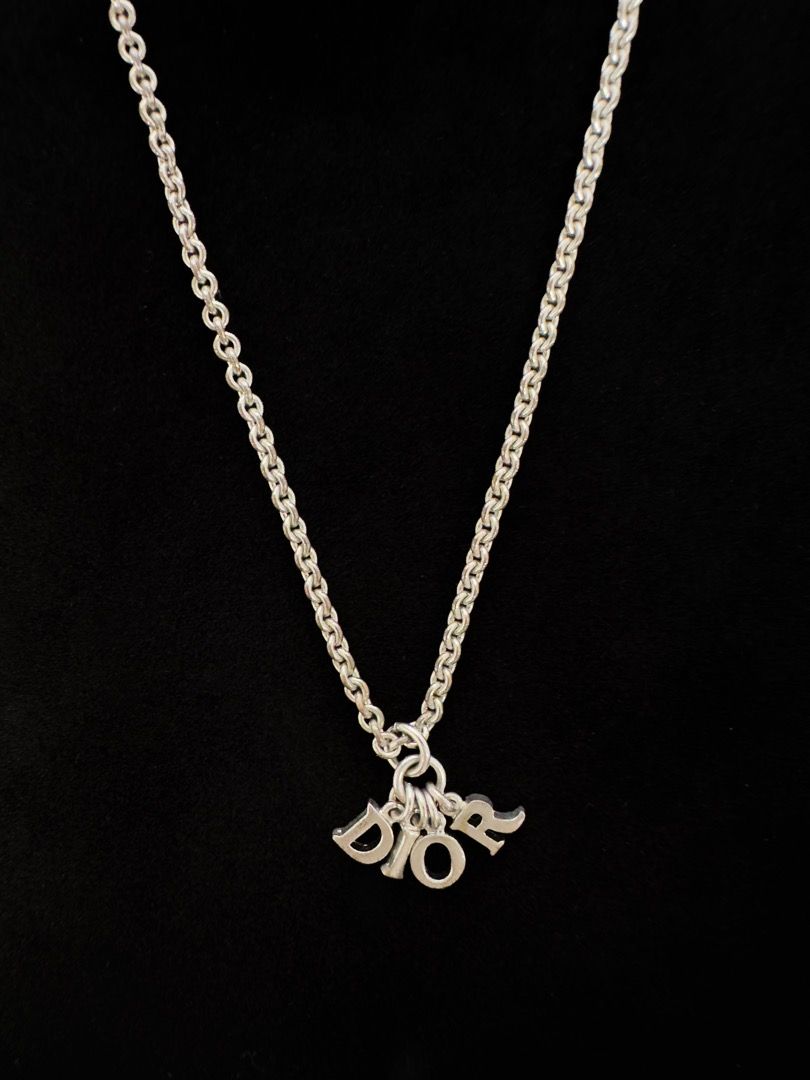 Authentic Vintage Christian Dior Mini Dior Letters Spellout Logo Necklace in Silver Women s Fashion Jewelry Organisers Necklaces on Carousell