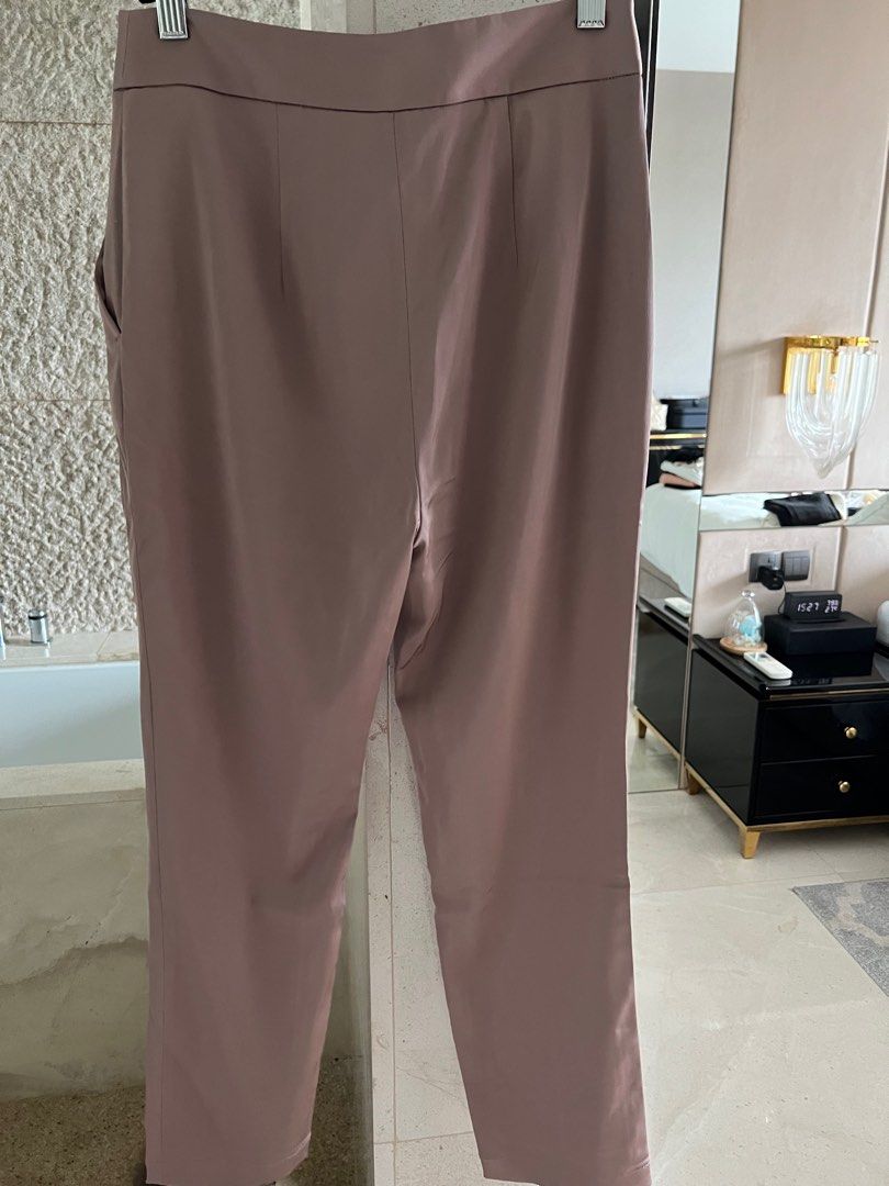 BCBG pink brown satin pants, Women's Fashion, Bottoms, Other