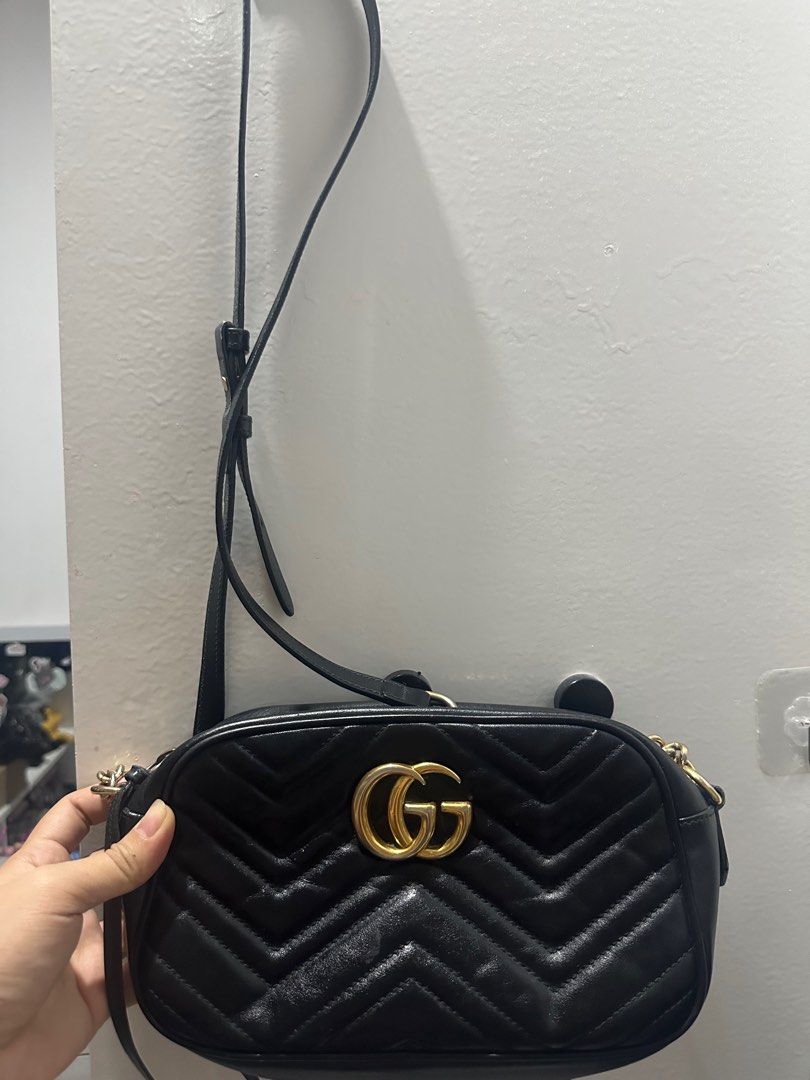 Gucci marmont small black leather sales