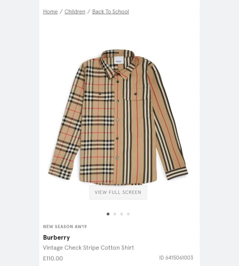 Panelled vintage check and icon stripe cotton shirt top