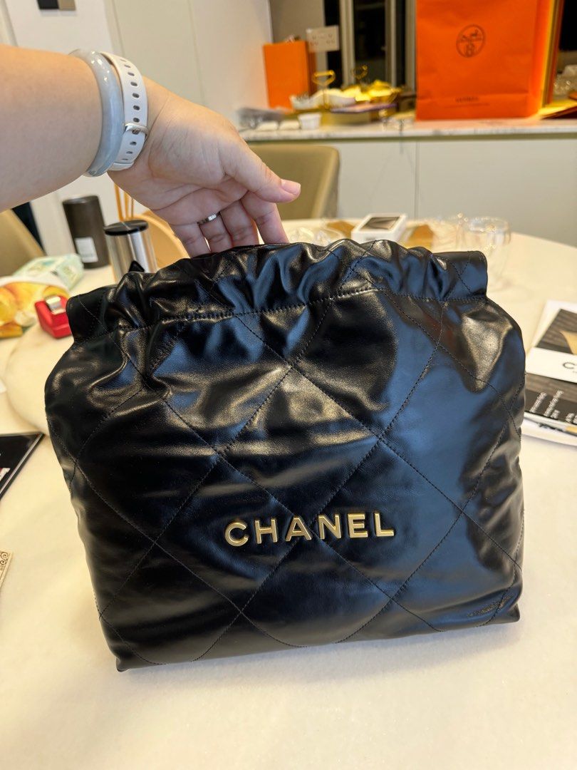Chanel 22 small black with gold hardware