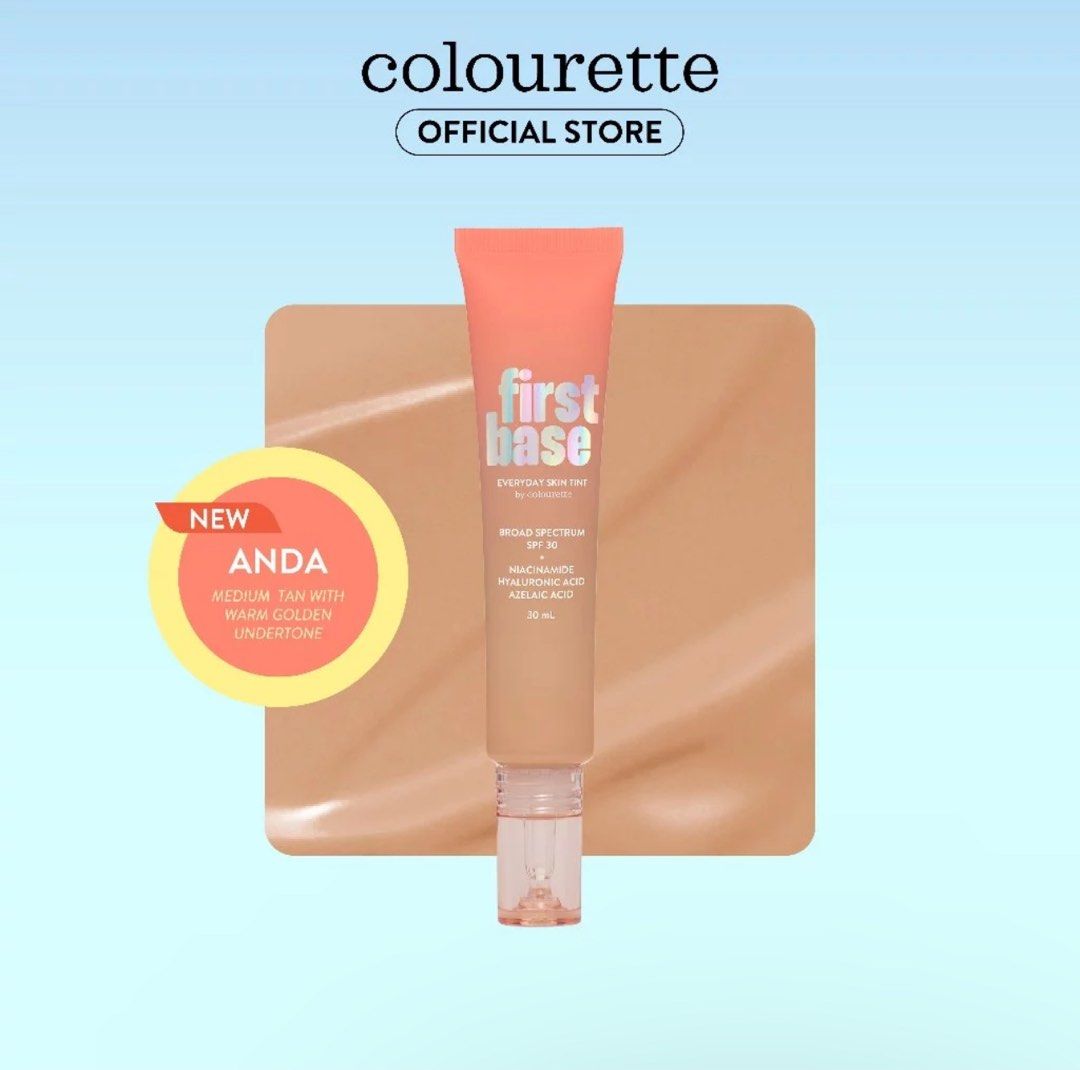 Colourette First Base Skin Tint in Anda (Category: Makeup) located in Marikina City. Submitted by pattytiffy (Listing ID 1314183441, Image 1). Description: colourette first base skin toibt ❤️ newly bought, swatched a drop on my hand, literally good as new! ❤️ guaranteed authentic ❤️ in the shade anda (medium tan with warm golden undertone).