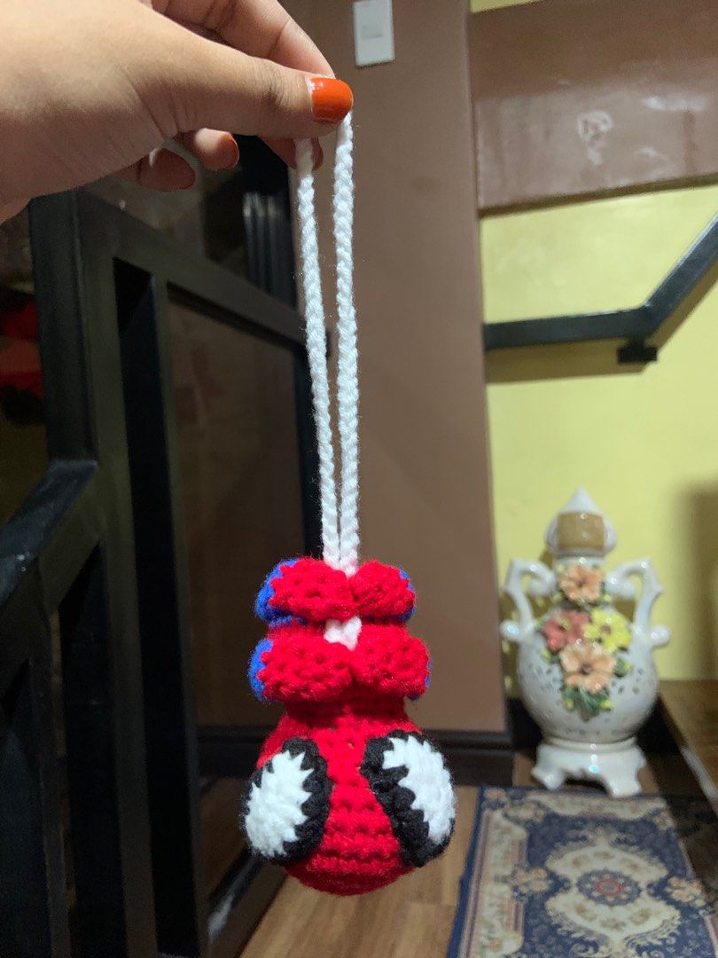 Crochet Spiderman Keychain (Category: Handmade Craft) located in Quezon City. Submitted by tellycrochet (Listing ID 1314362779, Image 2). Description: Yarn: Milk Cotton Price: ₱130 Wholesale: ₱120.