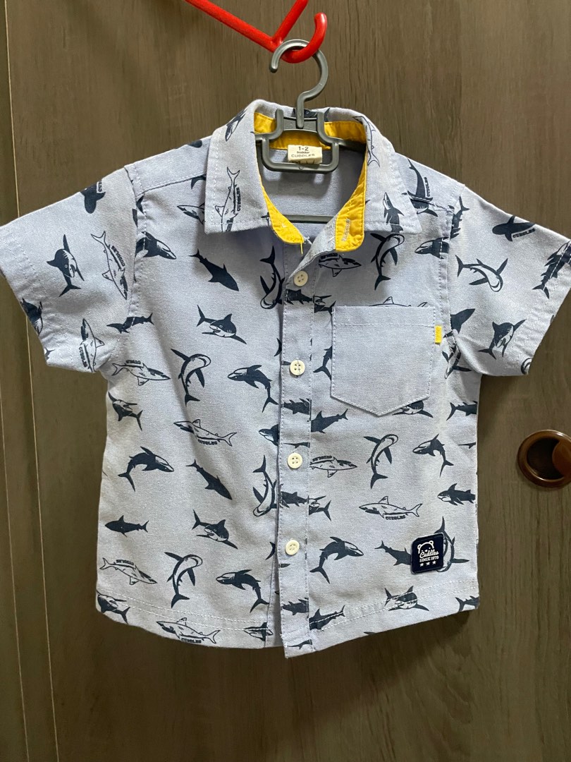 Babyhug Raglan Half Sleeves Shark Printed Thigh Legged Swimsuit  - Blue main image 1