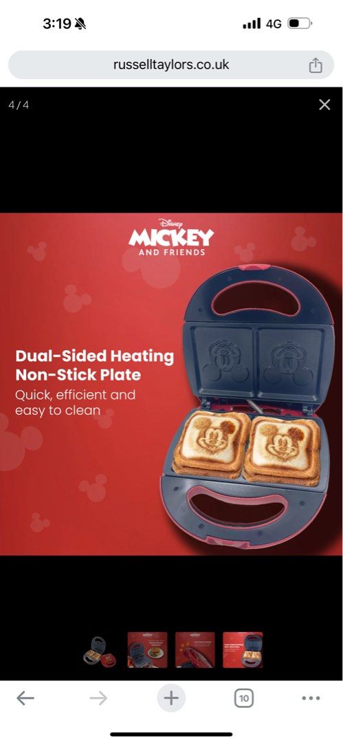 Disney Russell Taylor Mickey Mouse and Friend Sandwich Maker cpcm