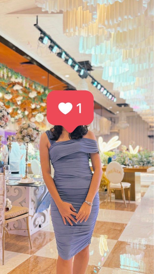 Dusty Blue Bodycon Dress Small (Category: Dresses) located in Mati. Submitted by twinsst (Listing ID 1314165969, Image 2). Description: used once pinaputolan ko yung length to knee level ref: height 5'2" weight 51kg +110 LSF shipping from Mati City Davao Oriental (Min) 8200.