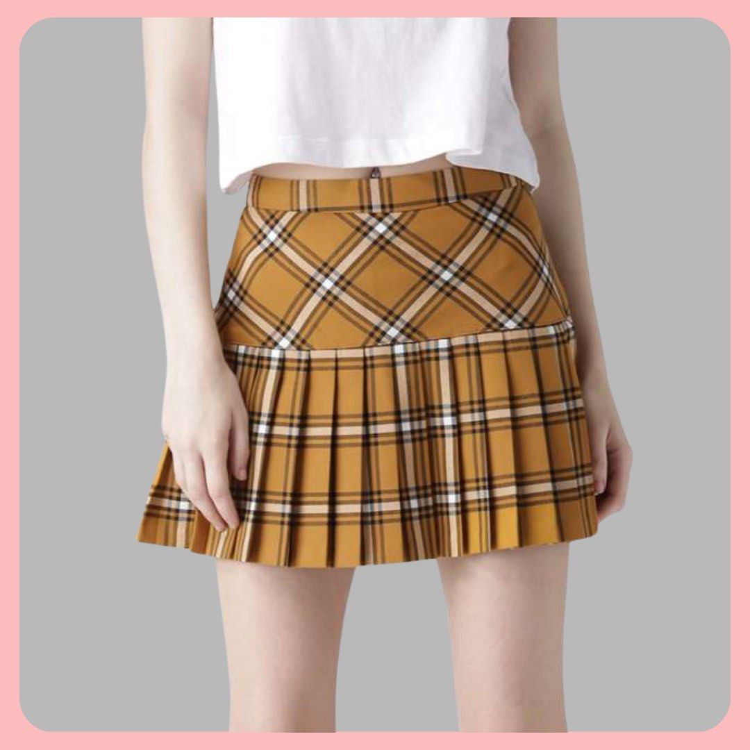 Yellow tartan tennis skirt sale