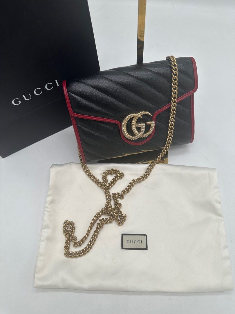 Gucci gg marmont matelassé leather wallet on a chain hot sale