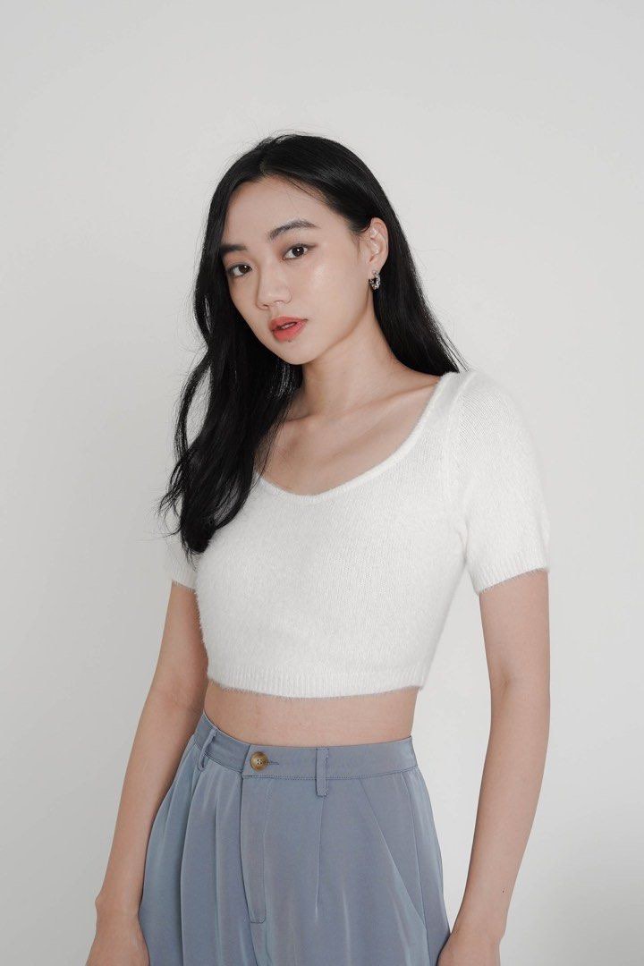 Gypsy Fuzzy Knit Crop top Women s Fashion Tops Blouses on Carousell