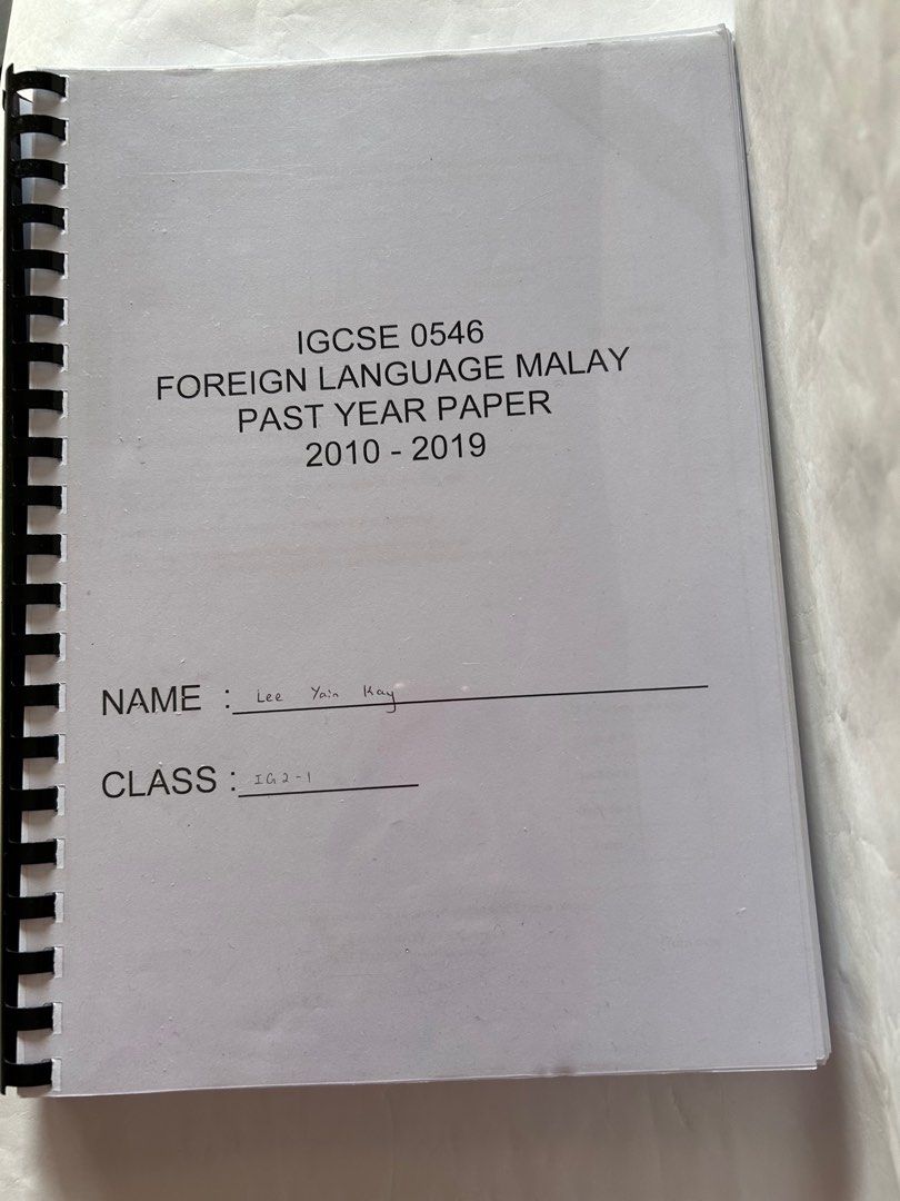 IGCSE 0546 Foreign Language Malay Past Year Paper 2010-2019, Hobbies ...