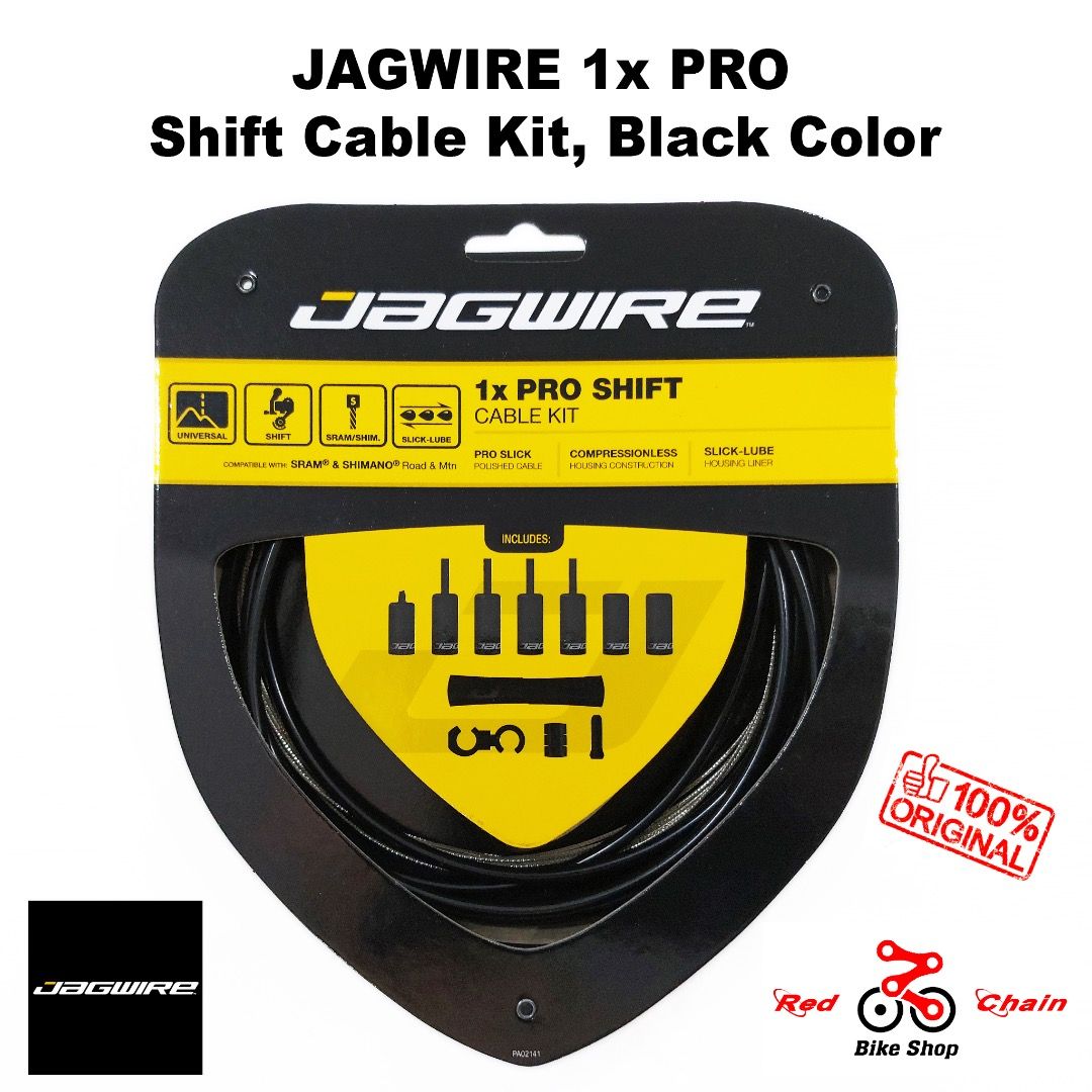 JAGWIRE 1x PRO Shift Cable Kit for SRAM or Shimano (Category: Bicycles) located in Malay. Submitted by redchain (Listing ID 1184578152, Image 1). Description: 🔥 JAGWIRE 1x PRO Shift Cable Kit 🎯 PHP 880 ✅ Outside Diameter 4mm ✅ Color Black ✅ 100% Original JAGWIRE * Single-ended Shift Cable is compatible with SRAM® and Shimano® Shift Levers for both Road or Mountain Bikes * Jagwire Pro Shift kits deliver enhanced performance and style. Pro level 
