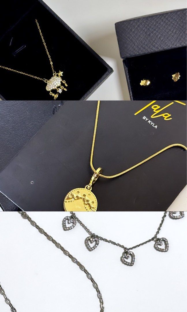 jewelry and accessories set bundle (Category: Other Accessories) located in Bacolor. Submitted by beysanikanik (Listing ID 1314193690, Image 1). Description: jewelry and accessories set HALILIHAN TALA BY KYLA TINGI tala by kyla halilihan gold necklace - 150 ONE DIRECTION TALA BY KYLA SET - 300 tala by kyla one direction gold clouds necklace tala by kyla one direction gold clouds earrings FOREVER 21 SET - 100 forever 21 silver anklet forever 21 si