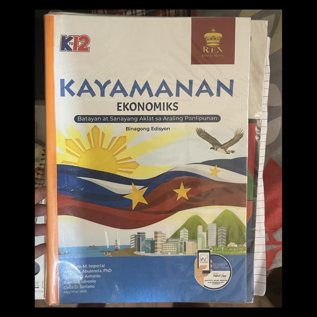 KAYAMANAN 9: EKONOMIKS (GRADE 9) (Category: Textbooks) located in Paranaque City. Submitted by sofiaflrs (Listing ID 1314303161, Image 1). Description: Title: KAYAMANAN 9: EKONOMIKS (GRADE 9) Publisher: REX Book Store Condition: Used but not abused. Can send more pictures via DM. Notes: 1. I have more textbooks! Most of them are priced the same. You can check my other listings. 2. All are in good condition, unless stated otherwise 3. I can send m