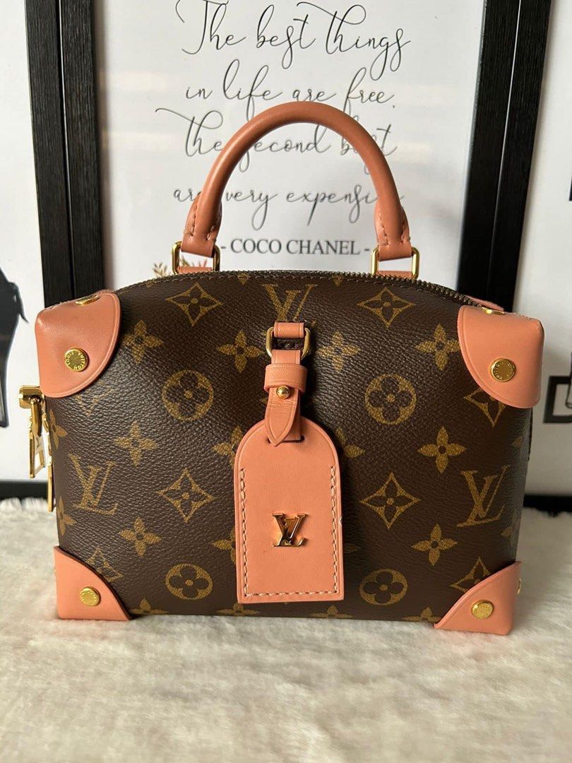 LV Petit Malle Souple Bag (Category: Luxury Bags & Wallets) located in Manila. Submitted by bagislifeshop (Listing ID 1314206000, Image 2). Description: ☑️Available in Pampanga ✅Date code: TR4240 ✅Condition: 8.8/10 ✅Material: Monogram coated canvas ✅Colour: Pink ✅Size: 20 x 14 x 7.5 cm ✅Inclusions: Dustbag, long strap and chain .