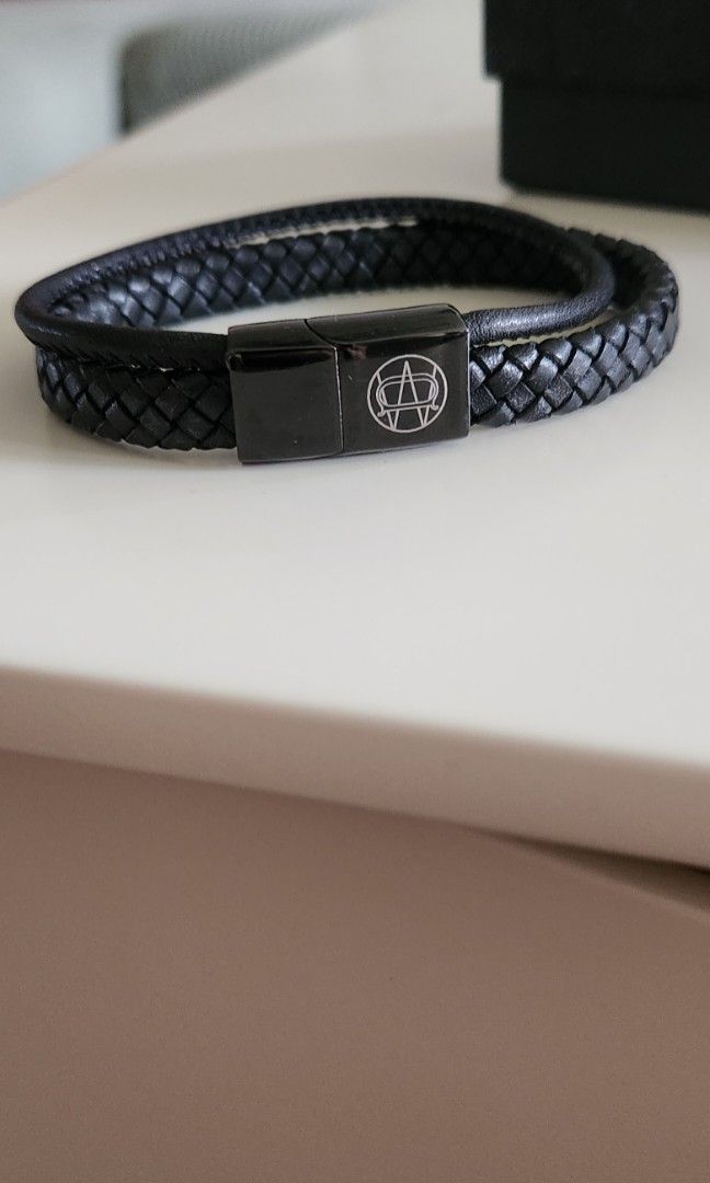 Massimo dutti black leather bracelet