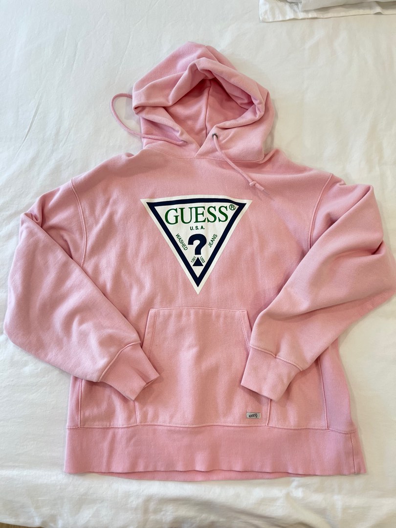 pink guess hoodie Women s Fashion Coats Jackets and Outerwear on Carousell