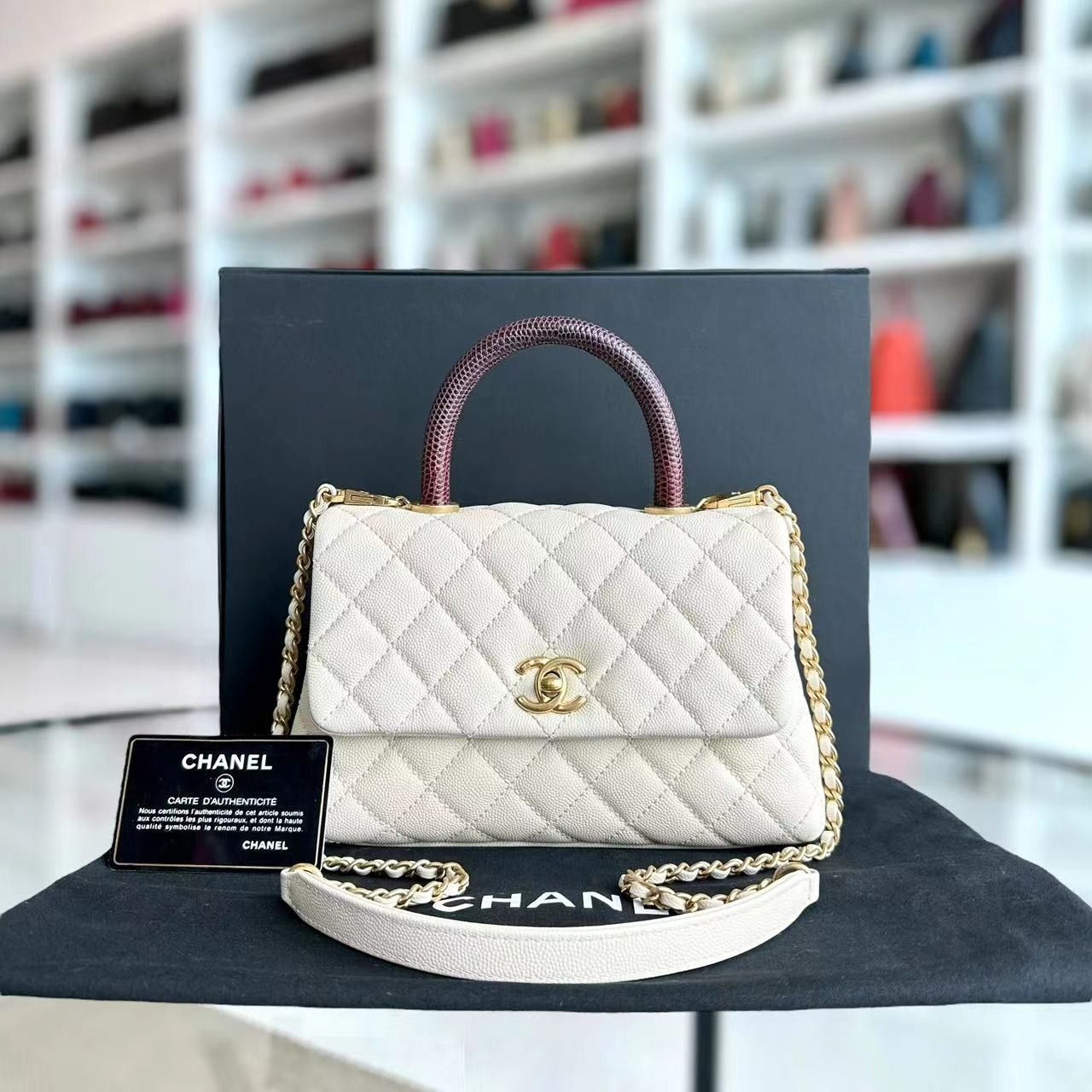 Ready Stock] Chanel Caviar Small Coco Handle Quilted Calfskin 