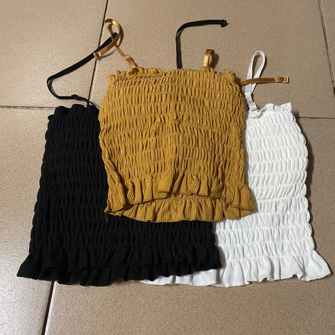 Ruffle tops - take all (Category: Sleeveless) located in Manila. Submitted by ranze (Listing ID 1314253028, Image 1). Description: Cropped ruffle tops with padding. Also perfect for the summer! The straps are also detachable..