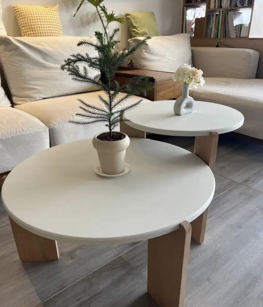 SCANDI NESTING TABLES (Category: Tables & Sets) located in Makati City. Submitted by gineth24 (Listing ID 1314317523, Image 2). Description: Scandi Nesting Table Set 70cm 3,800 50cm 3,200 Set of 2 - 5,900 Laminated Mdf Top Solid Wood Legs +Sf, may vary per location PM for faster transaction.