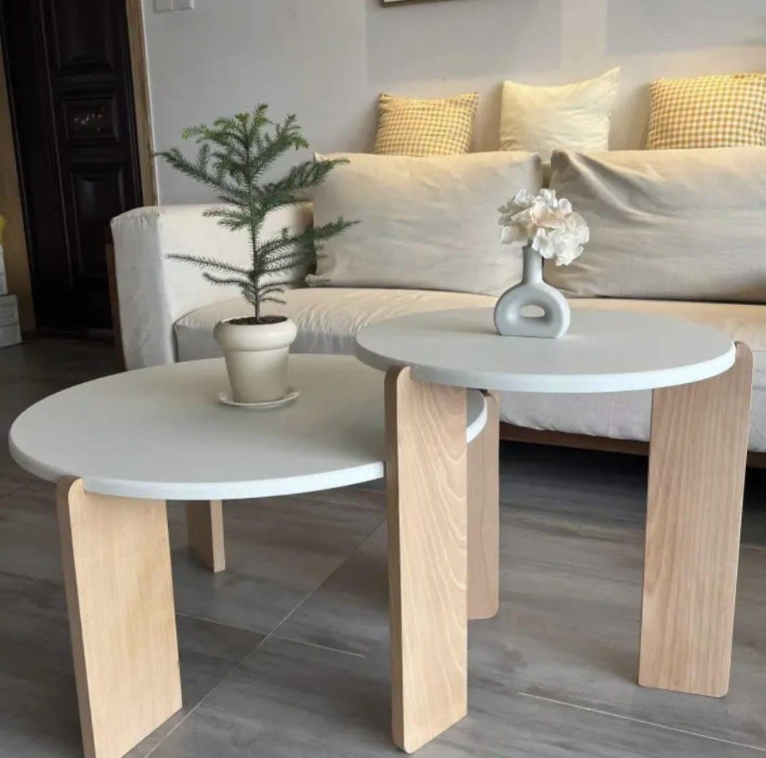 SCANDI NESTING TABLES (Category: Tables & Sets) located in Makati City. Submitted by gineth24 (Listing ID 1314317523, Image 3). Description: Scandi Nesting Table Set 70cm 3,800 50cm 3,200 Set of 2 - 5,900 Laminated Mdf Top Solid Wood Legs +Sf, may vary per location PM for faster transaction.