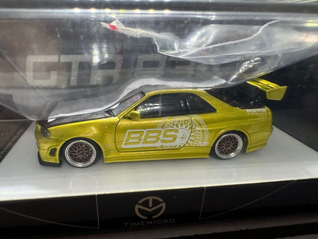 Time Micro 1/64 Nissan GTR R34 Ztune Gold BBS with figure, Hobbies