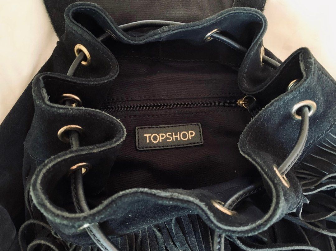 TOPSHOP black leather backpack almost new Women s Fashion Bags Wallets Backpacks on Carousell