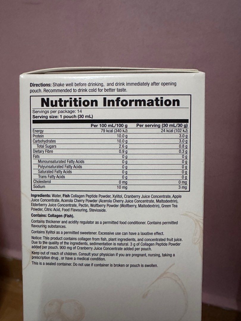 Usana cranberry with collagen peptide, Health & Nutrition, Health ...