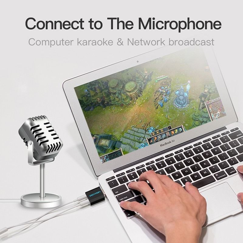 Vention External Usb Aux Mic Adapter Stereo Audio Sound Card 3.5Mm For ...
