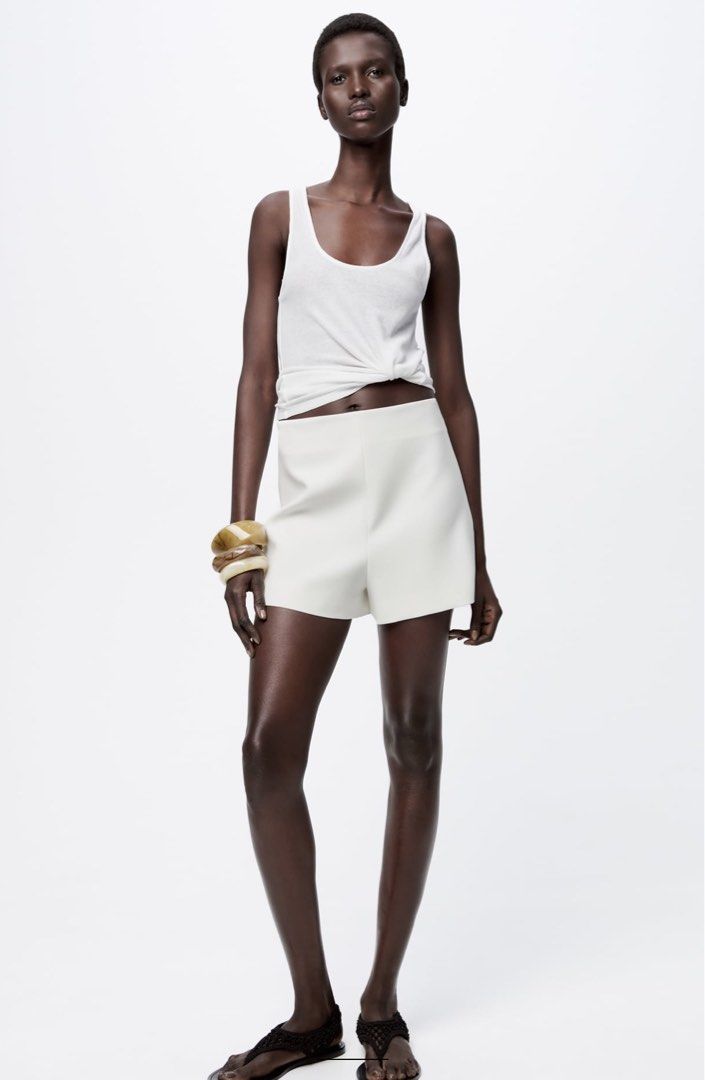 Zara women collection high waist white shorts Women s Fashion Bottoms Shorts on Carousell