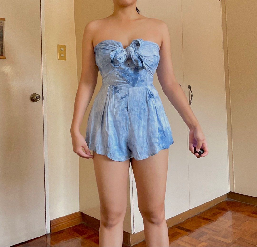 blue blush romper Women s Fashion Dresses Sets Rompers on Carousell