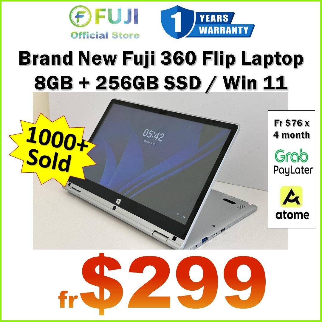 Brand New Fuji 360 Degree Flip Screen Laptop - 256GB SSD + 8GB RAM - Ms ...