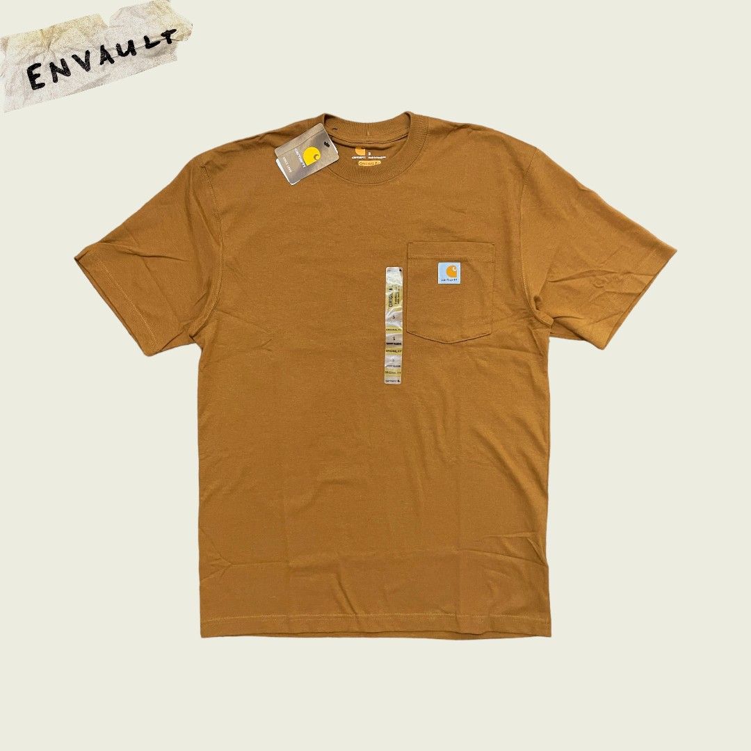 Carhartt K87 Brn Brown Pocket Tee Loose Fit Original Fit Men s Fashion Tops Sets Tshirts Polo Shirts on Carousell