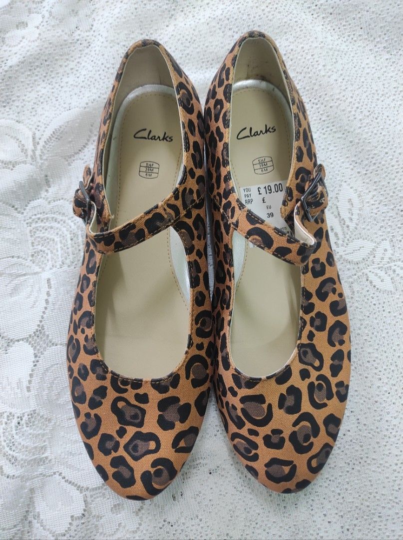 Clarks leopard print flats clearance