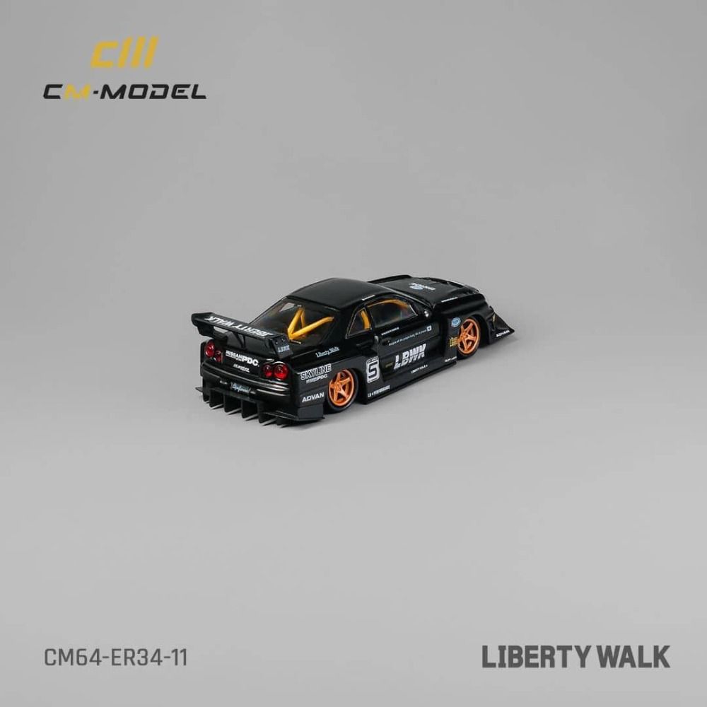 CM Model 1/64 Scale LBWK Skyline GT-R R34 Super Silhouette ER34 Black 5 ...