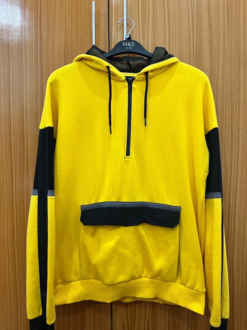 Yellow hoodie with black stripe store