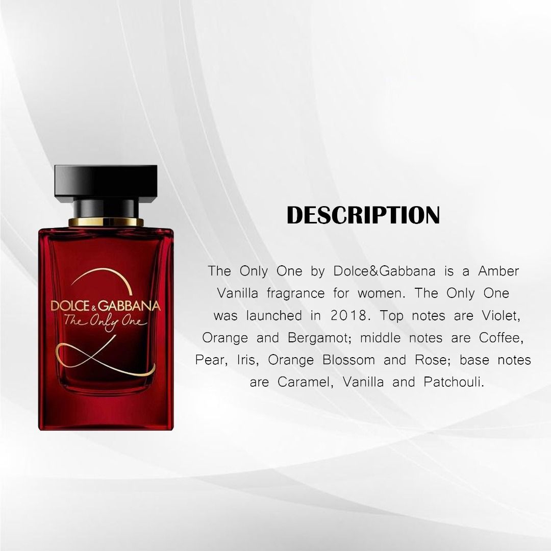 D G THE ONLY ONE 2 EDP 100ML TESTER UNBOXED Beauty Personal Care Fragrance Deodorants on Carousell
