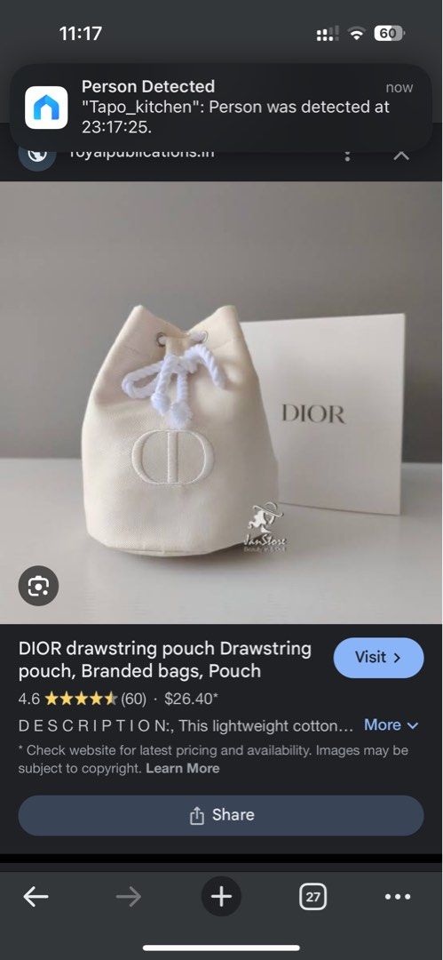 Dior beauty white drawstring cosmetic pouch mini organizer (Category: Luxury Bags & Wallets) located in Cainta. Submitted by adriannee (Listing ID 1314529685, Image 3). Description: Dior beauty gift with purchase, can be gifted to others, brand new - Authentic, with soft box only - Rfs decluttering and funds - Can fit iphone pro size and powerbank and more.