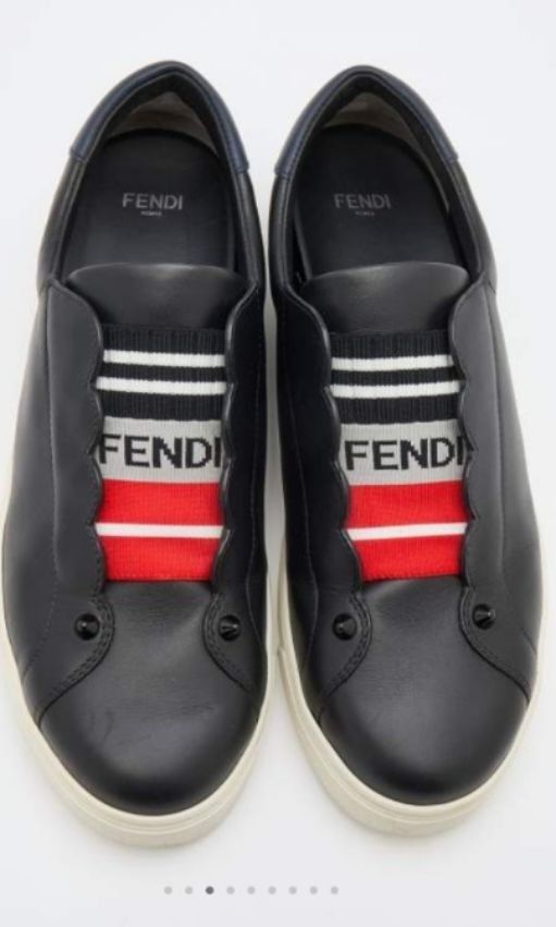 FENDI Rockoko Scalloped Leather Slip On sneaker
