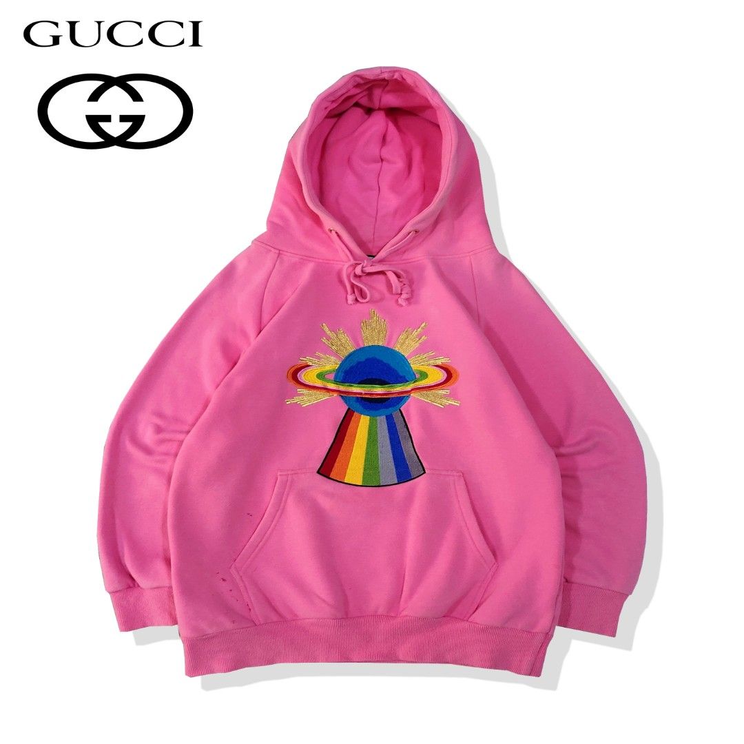 GUCCI PLANET ART RAINBOW HOODIE SECOND