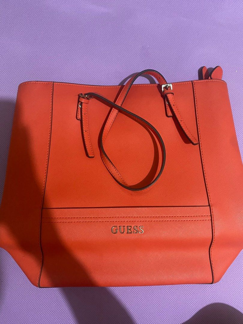 Guess red tote bag hot sale