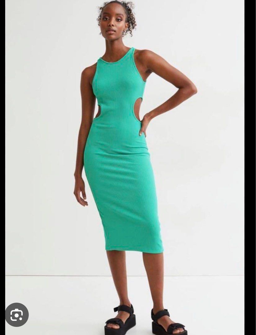 H&M bodycon ribbed cut out dress, Women's Fashion, Dresses & Sets, Dresses  on Carousell
