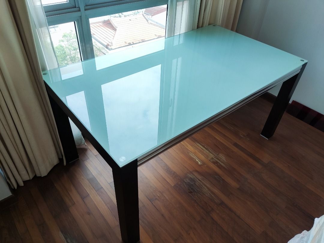 Include Delivery] Lorenzo 160cm Tempered Glass Dining Table no