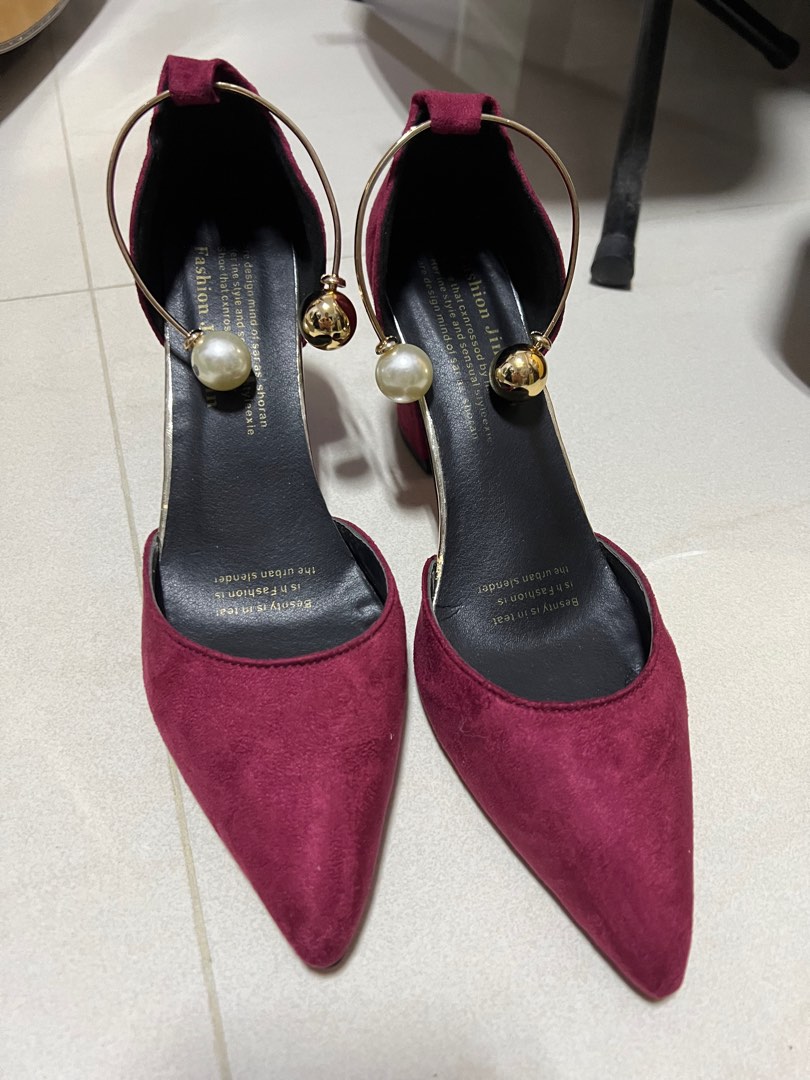 Maroon block heels top